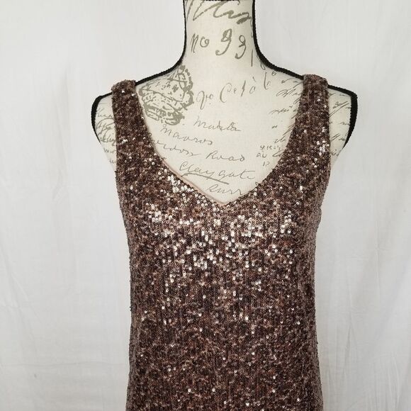 Gibson Rose Gold Sequined Lined Party Dress - Picture 3 of 6